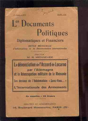 Image for LES DOCUMENTS POLITIQUES DIPLOMATIQES ET FINANCIERS REVUE MENSUELLE