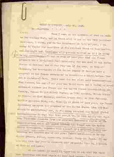 Image for HOUSE OF COMMONS MEMORANDUM RE THE PROPOSED TREATY BETWEEN UNITED STAES, FRANCE, ITALY, GERMANY, GREAT BRITAIN AND JAPAN. July 30th 1928 (Includes Address by Secretary of State Kellog)